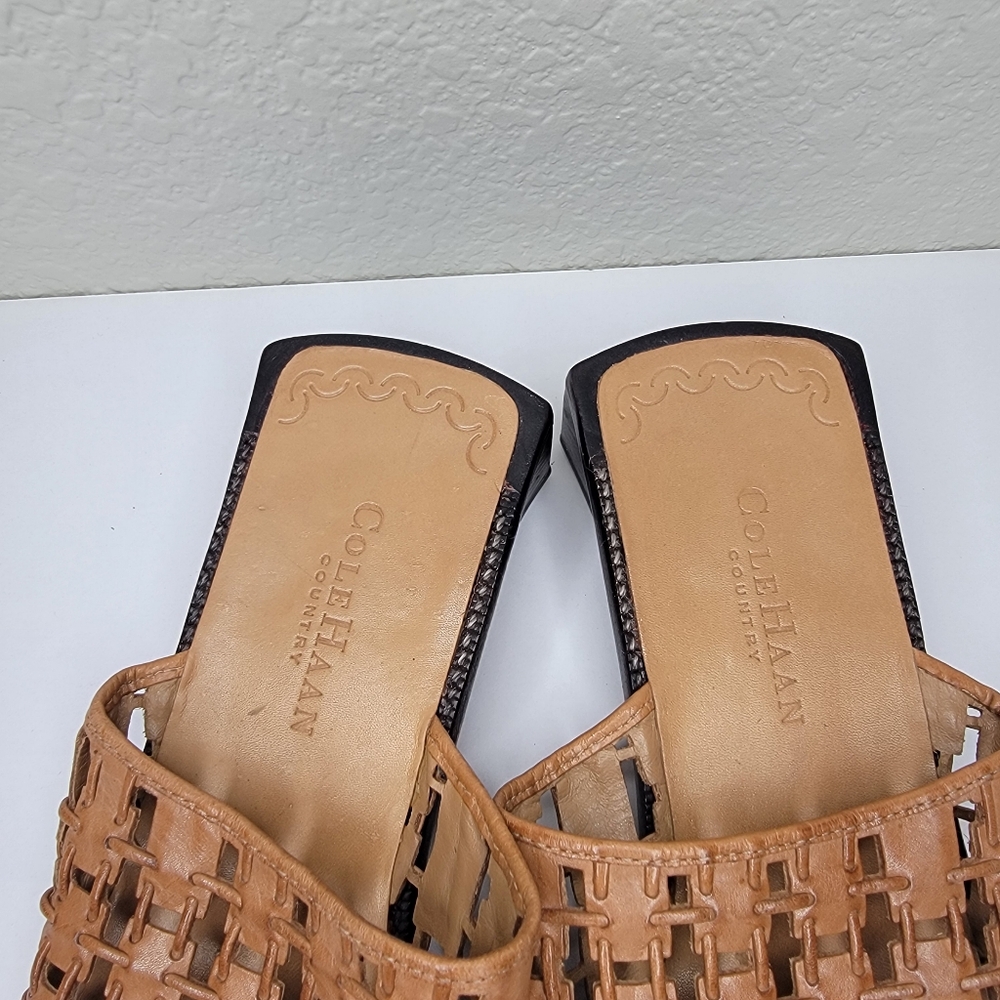 Cole Haan Womens Country Woven Leather Square Toe Slip On Sandals Size 8.5 - Picture 8 of 11